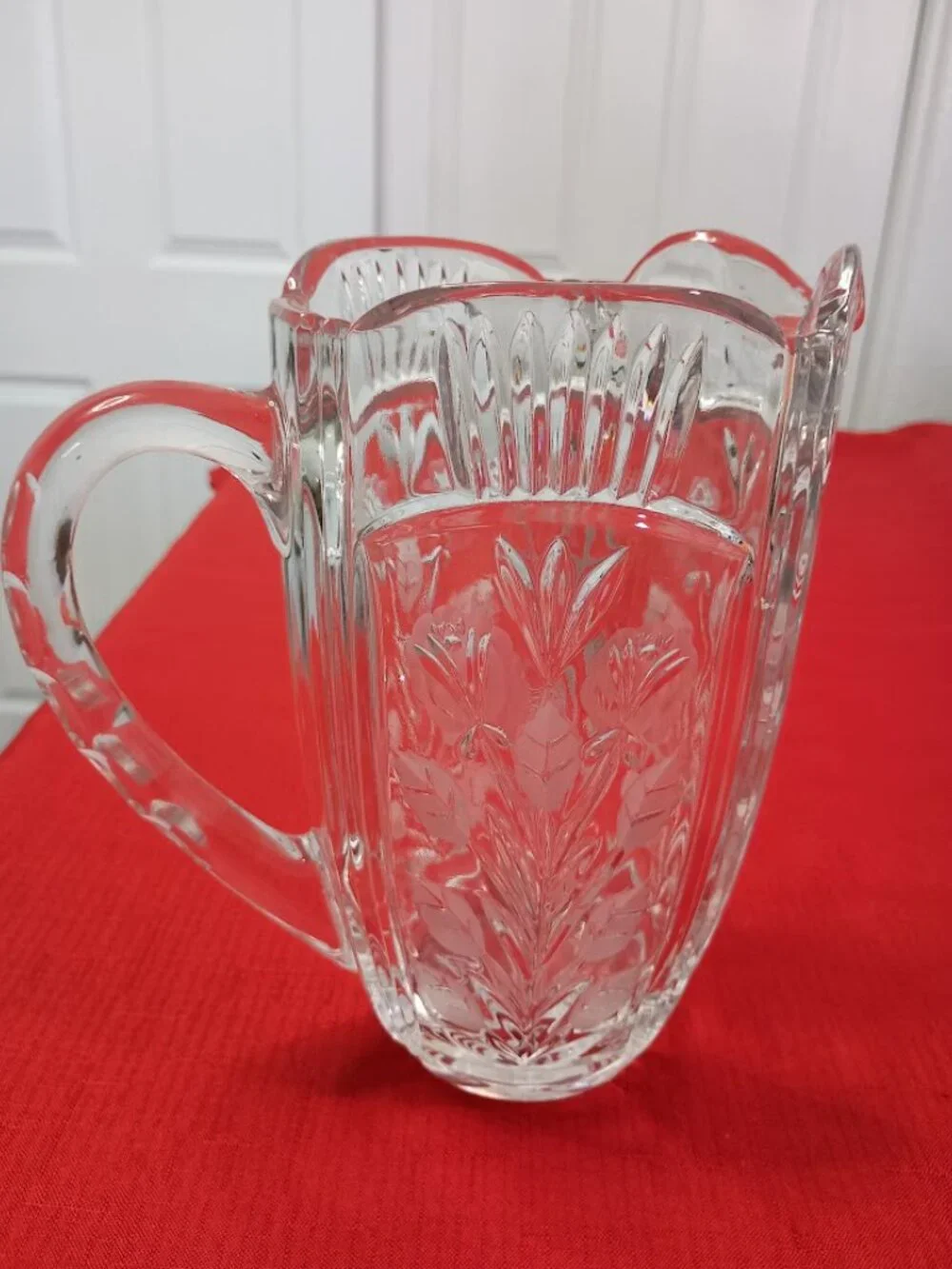 Vintage Darlington 48 oz. Crystal Glass Pitcher with Floral Design